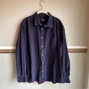 UNTUCKit Navy Blue Corduroy Button Front Long Sleeve Shirt
